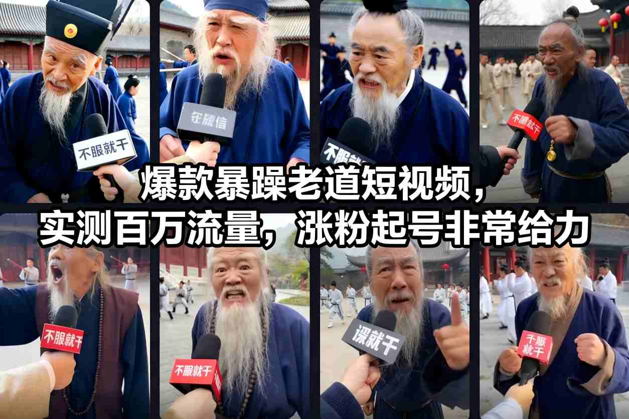爆款暴躁老道短视频，实测百万流量，涨粉起号非常给力-800资源网