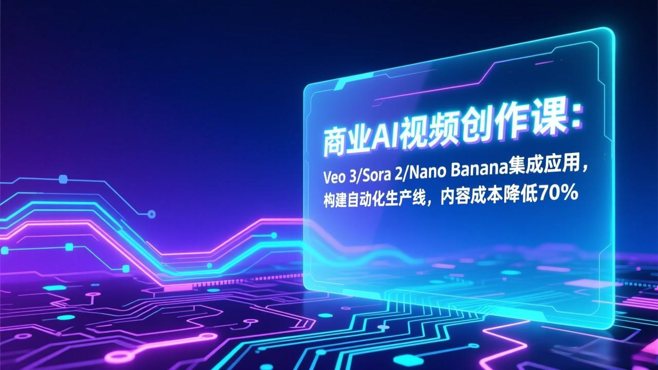 商业AI视频创作课：Veo 3/Sora 2/Nano Banana集成应用，构建自动化生产线，内容成本降低70%-800资源网