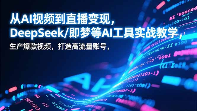 从AI视频到直播变现，DeepSeek/即梦等AI工具实战教学，生产爆款视频，打造高流量账号-800资源网