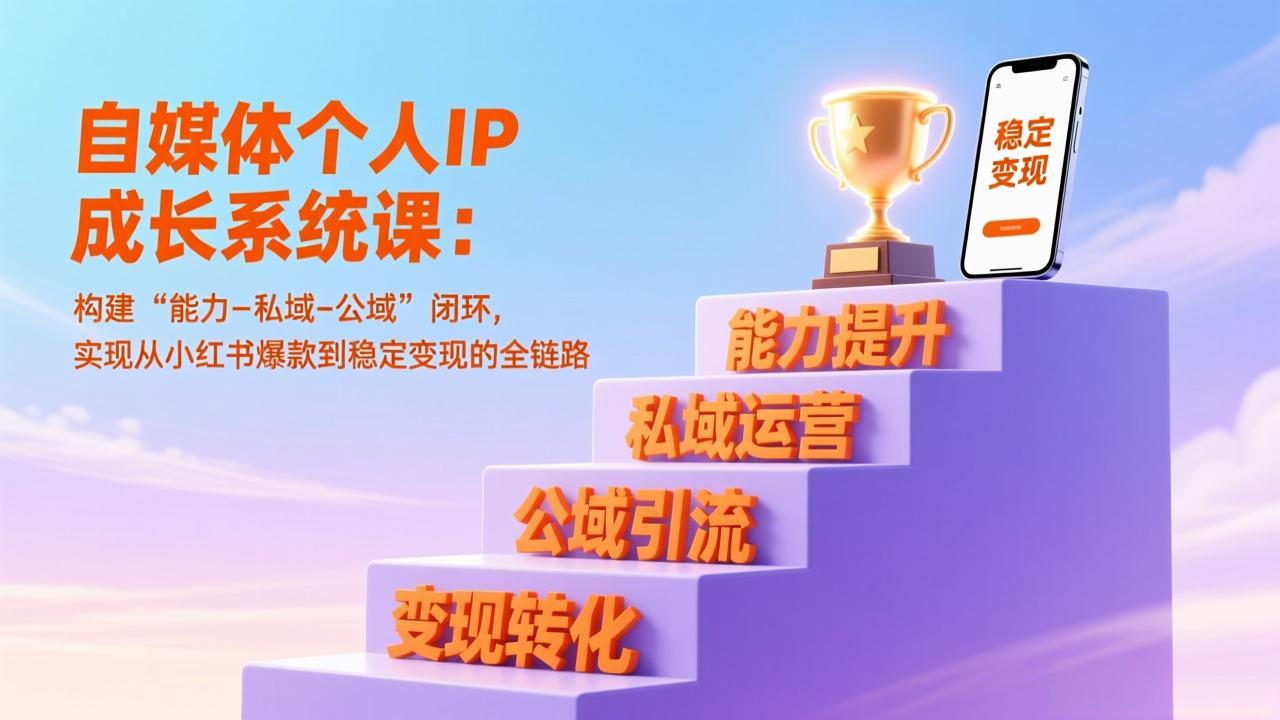 自媒体个人IP成长系统课：构建“能力-私域-公域”闭环，实现从小红书爆款到稳定变现的全链路-800资源网