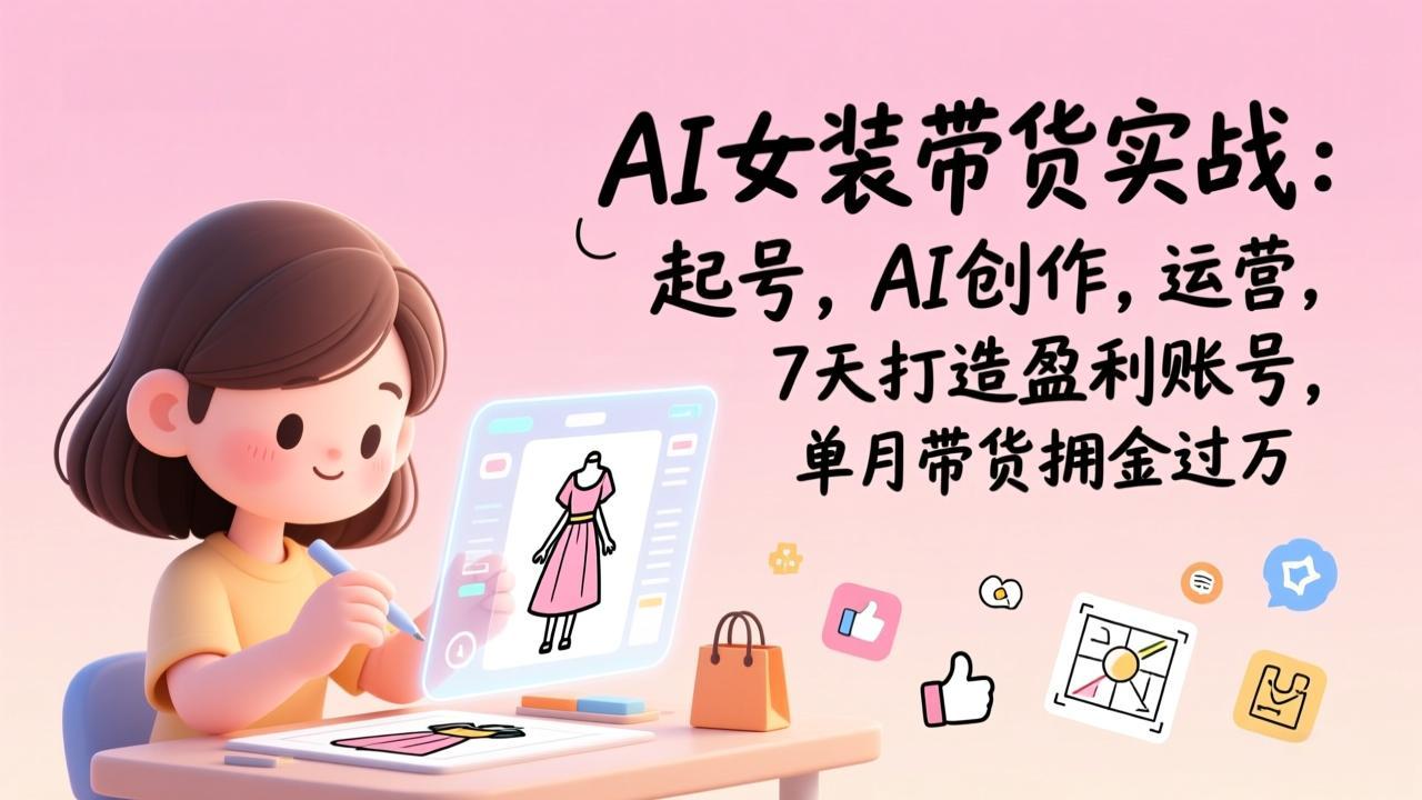AI女装带货实战：起号，AI创作，运营，7天打造盈利账号，单月带货佣金过万-800资源网