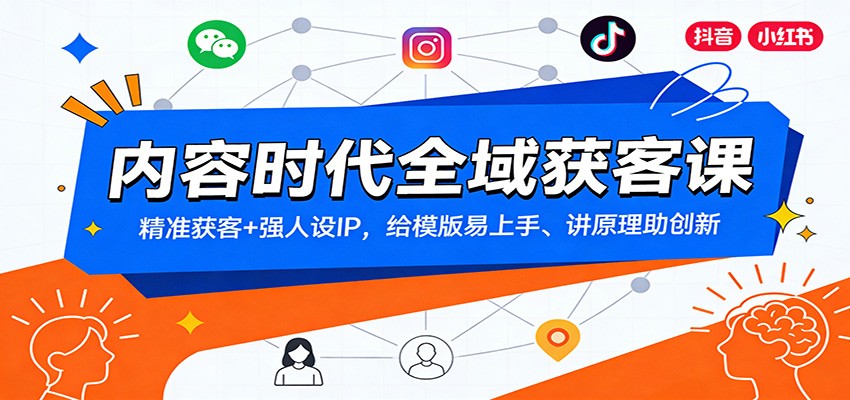 内容时代全域获客课：精准获客+强人设IP，给模版易上手、讲原理助创新-800资源网