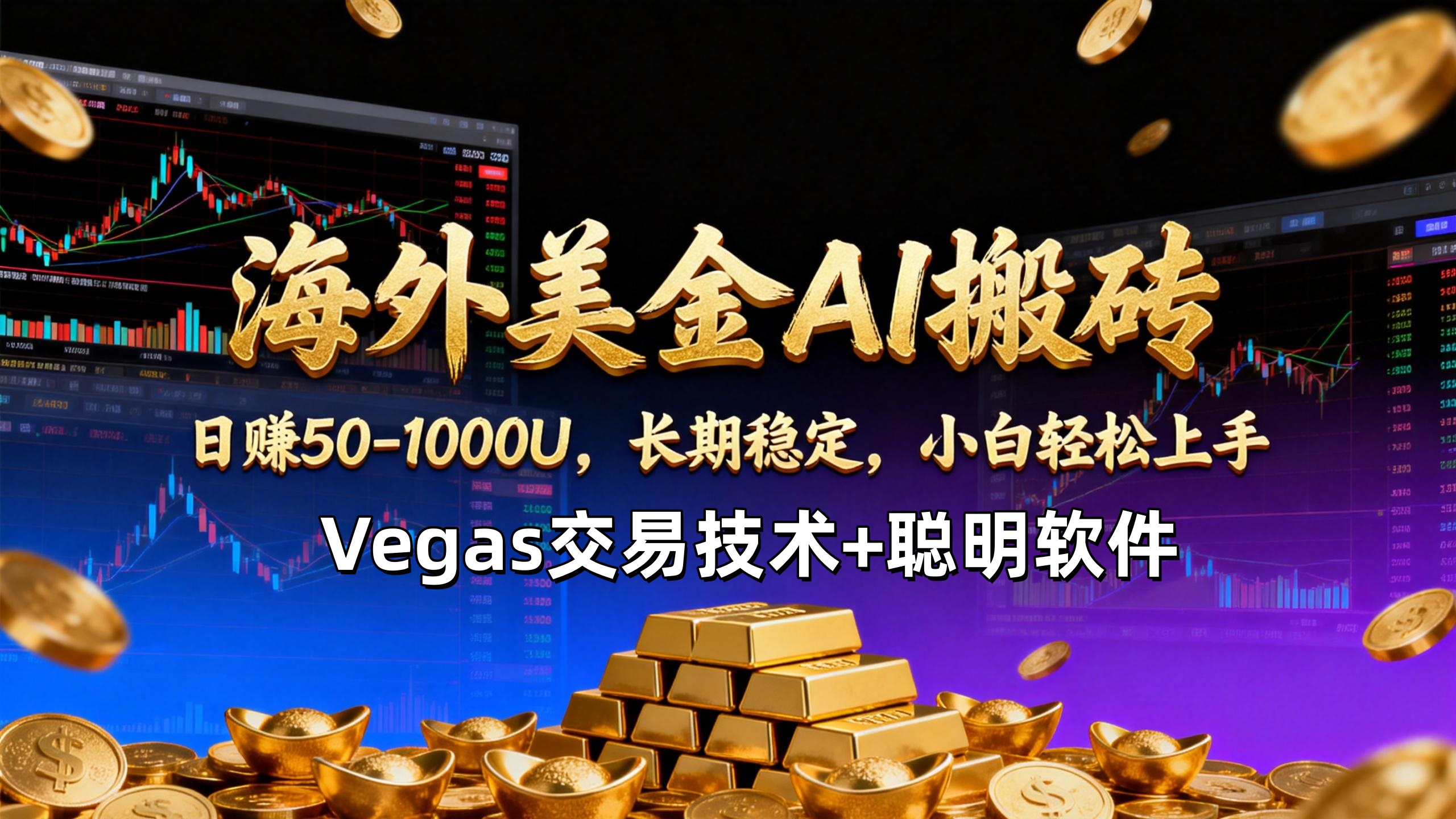 【海外美金AI搬砖】Vegas交易技术+聪明软件，日赚50-1000U，长期稳定，小白轻松上手。-800资源网