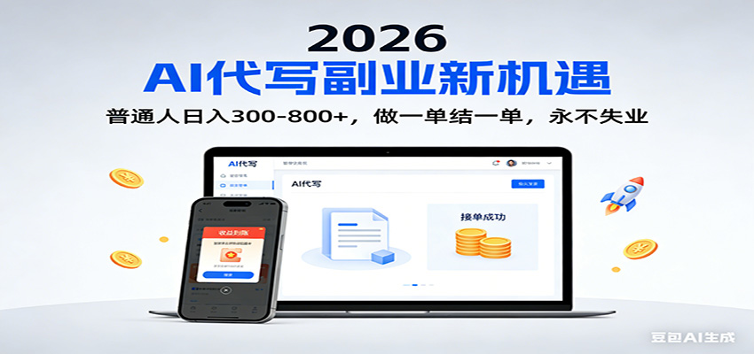 2026 副业首选！AI 代写日入 300-800，普通人0门槛，做一单结一单！-800资源网