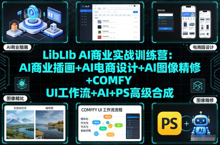 LibLIb AI商业实战训练营：AI商业插画+AI电商设计+AI图像精修+COMFY UI工作流+AI+PS高级合成-800资源网