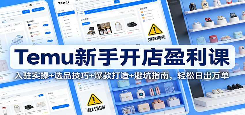 Temu新手开店盈利课：入驻实操+选品技巧+爆款打造+避坑指南，轻松日出万单-800资源网