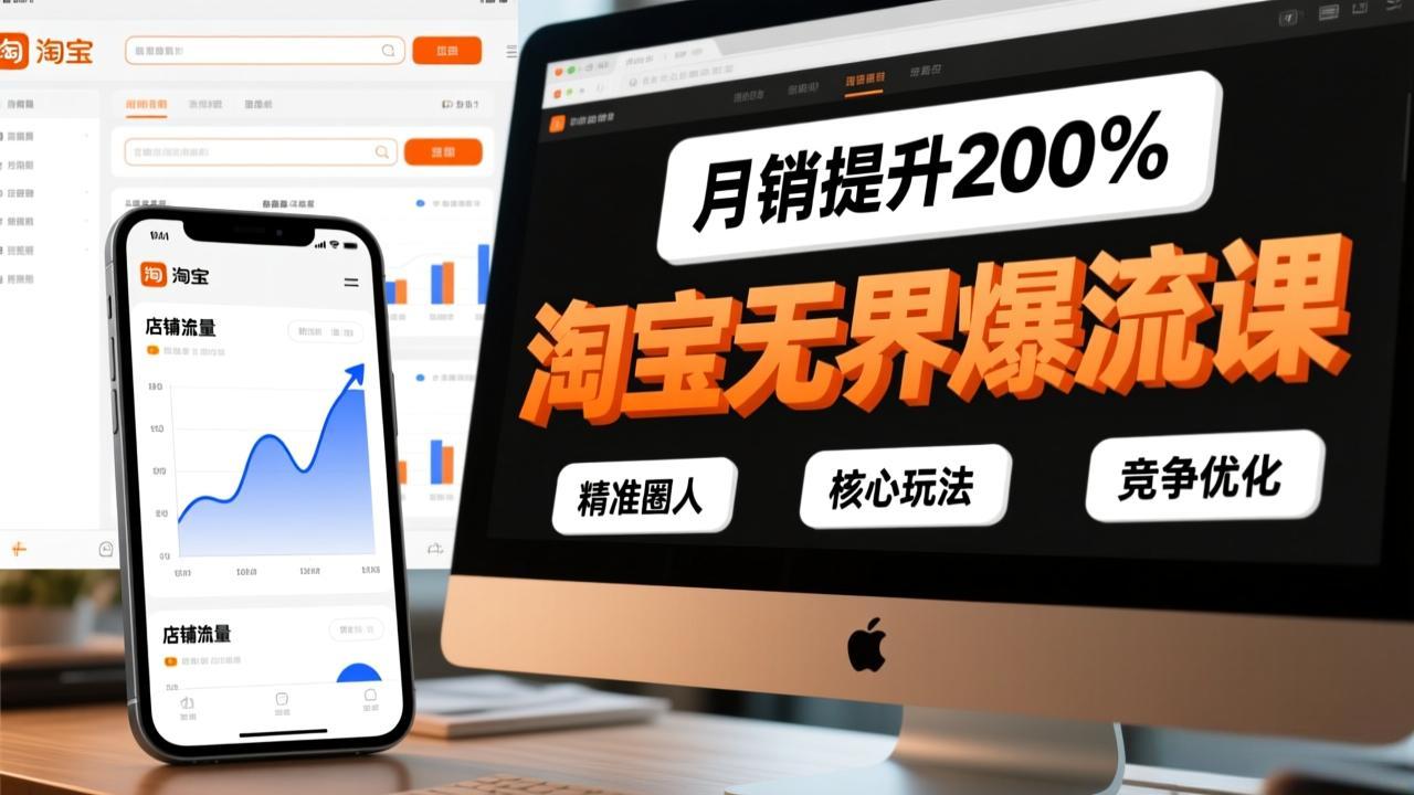 淘宝无界爆流课，精准圈人、核心玩法、竞争优化，快速引爆店铺流量，月销提升200%-800资源网