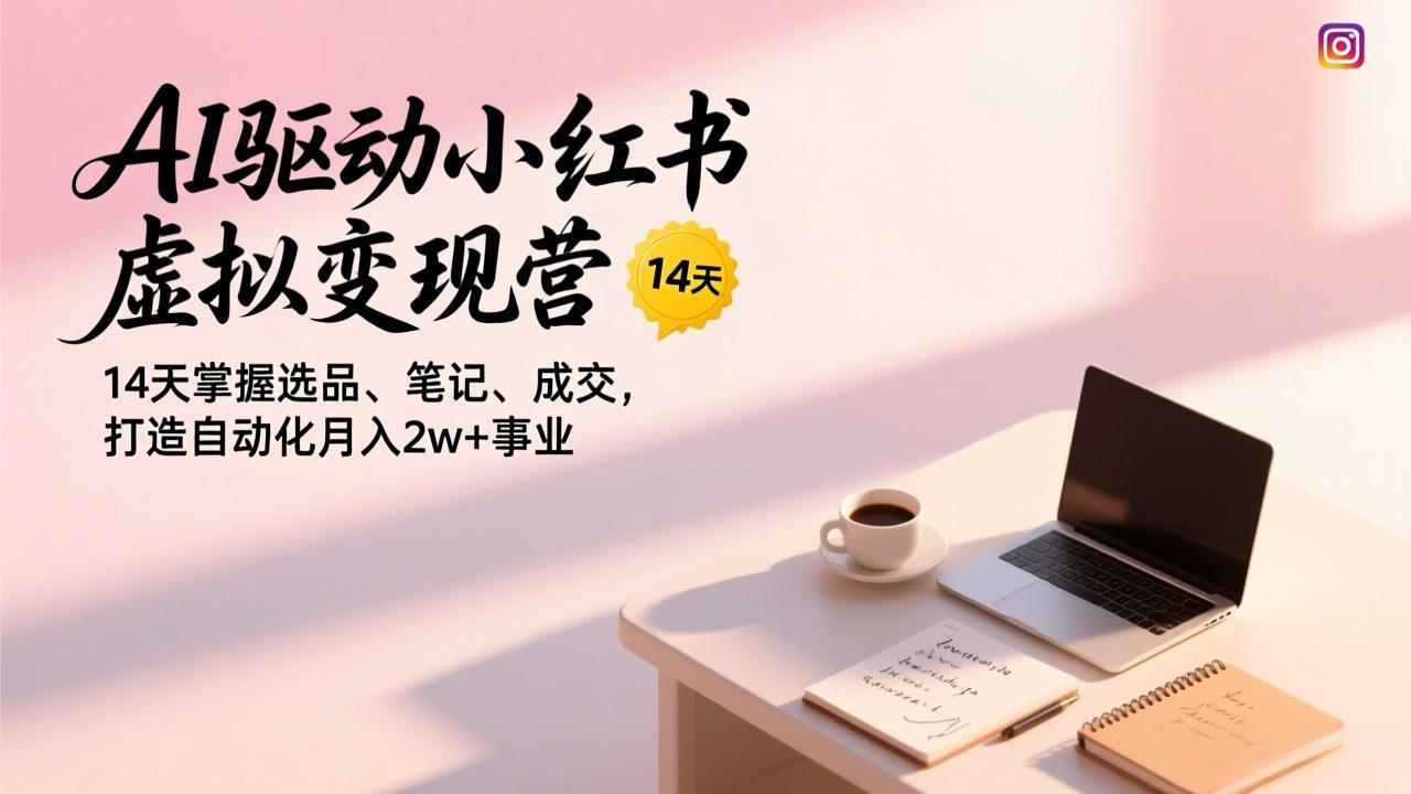 AI驱动小红书虚拟变现营，14天掌握选品、笔记、成交，打造自动化月入2w+事业-800资源网