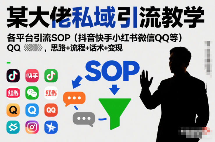 某大佬私域引流教学，各平台引流SOP（抖音快手小红书微信QQ等），思路+流程+话术+变现-800资源网
