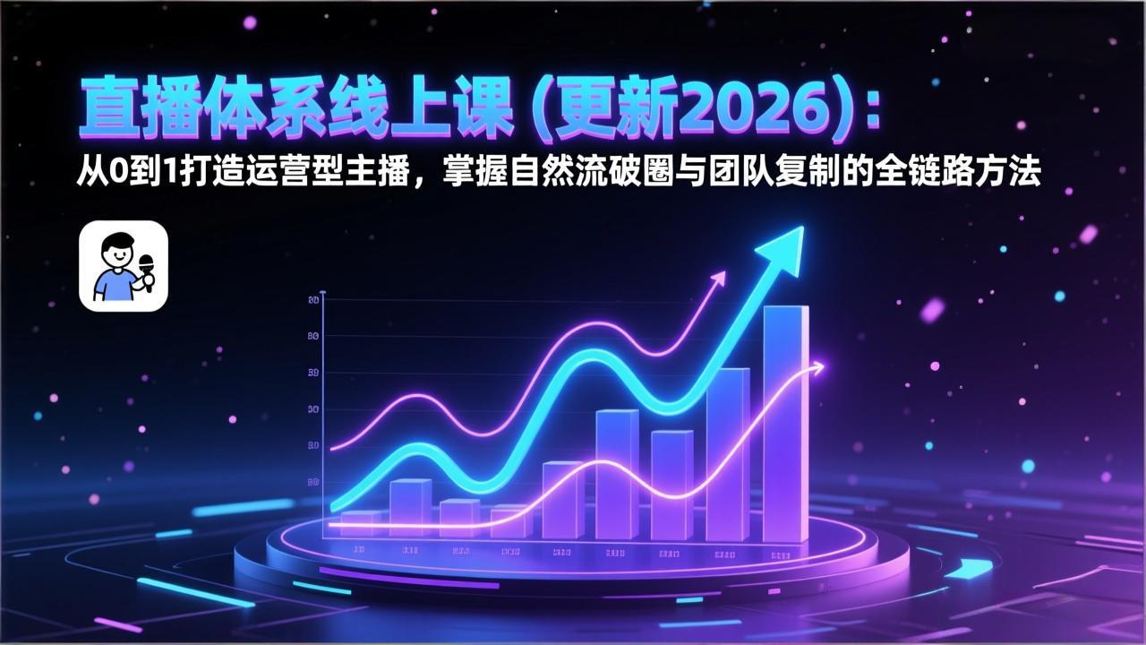直播体系线上课(更新2026)：从0到1打造运营型主播，掌握自然流破圈与团队复制的全链路方法-800资源网