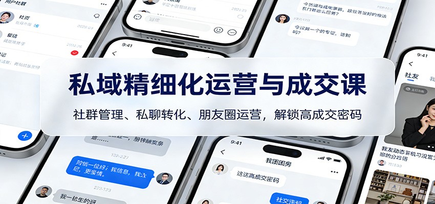 私域精细化运营与成交课：社群管理、私聊转化、朋友圈运营，解锁高成交密码-800资源网