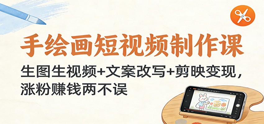 手绘画短视频制作课：生图生视频+文案改写+剪映变现，涨粉赚钱两不误-800资源网