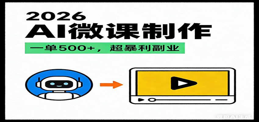 2026AI 风口最稳副业：微课代写制作，一单 500+，人人可做的蓝海项目-800资源网