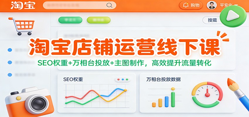 淘宝店铺运营线下课：SEO权重+万相台投放+主图制作，高效提升流量转化-800资源网
