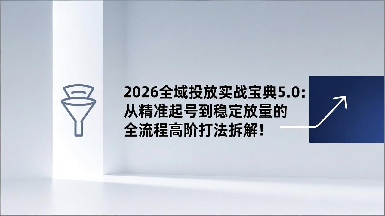 2026全域投放实战宝典5.0：从精准起号到稳定放量的全流程高阶打法拆解！-800资源网