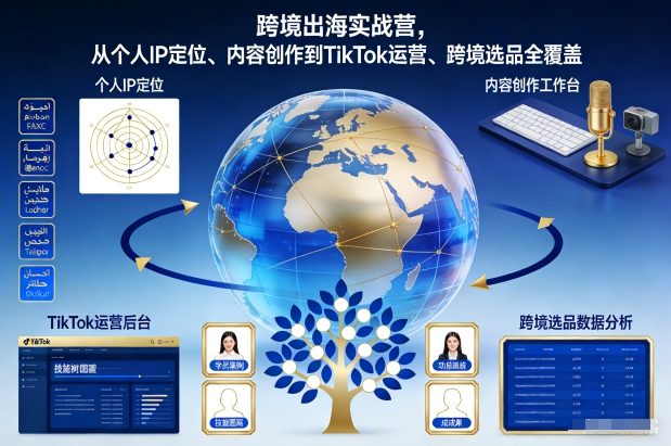 跨境出海实战营，从个人IP定位、内容创作到TikTok运营、跨境选品全覆盖-800资源网