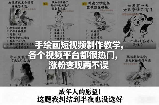 手绘画短视频制作教学，各个视频平台都很热门，涨粉变现两不误-800资源网