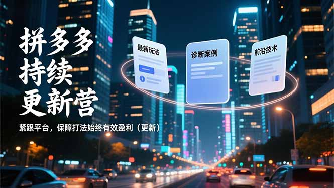 拼多多持续更新营,最新玩法、诊断案例、前沿技术,紧跟平台,保障打法始终有效盈利(更新)