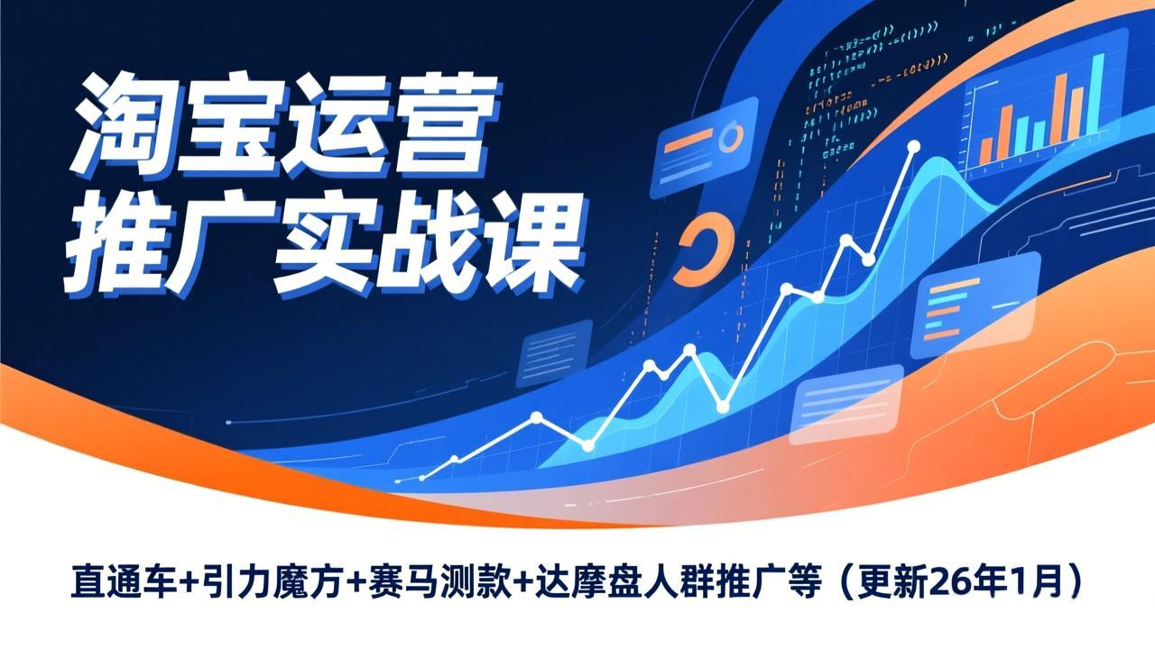 淘宝运营推广实战课，直通车+引力魔方+赛马测款+达摩盘人群推广等（更新26年1月）-800资源网