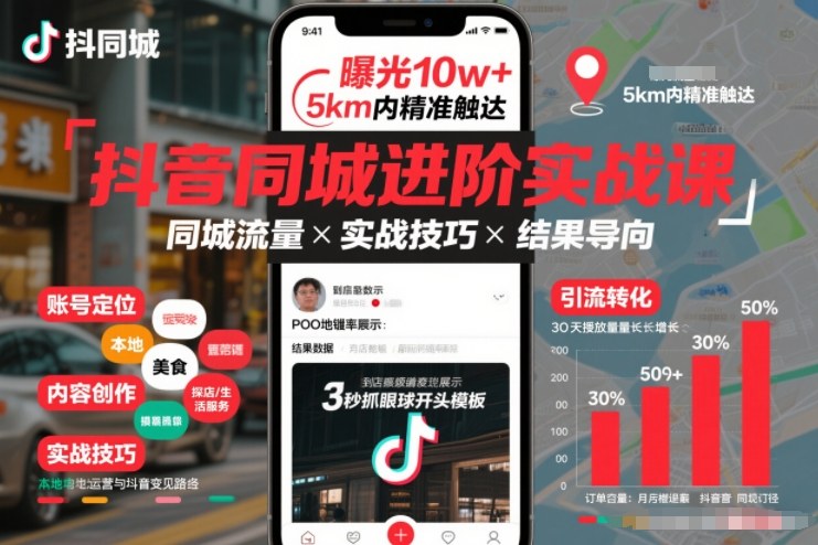 抖音同城进阶实战课，助你同城流量拿到结果-800资源网