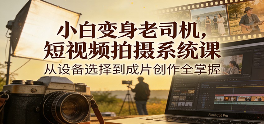 小白变身老司机，短视频拍摄系统课，从设备选择到成片创作全掌握-800资源网